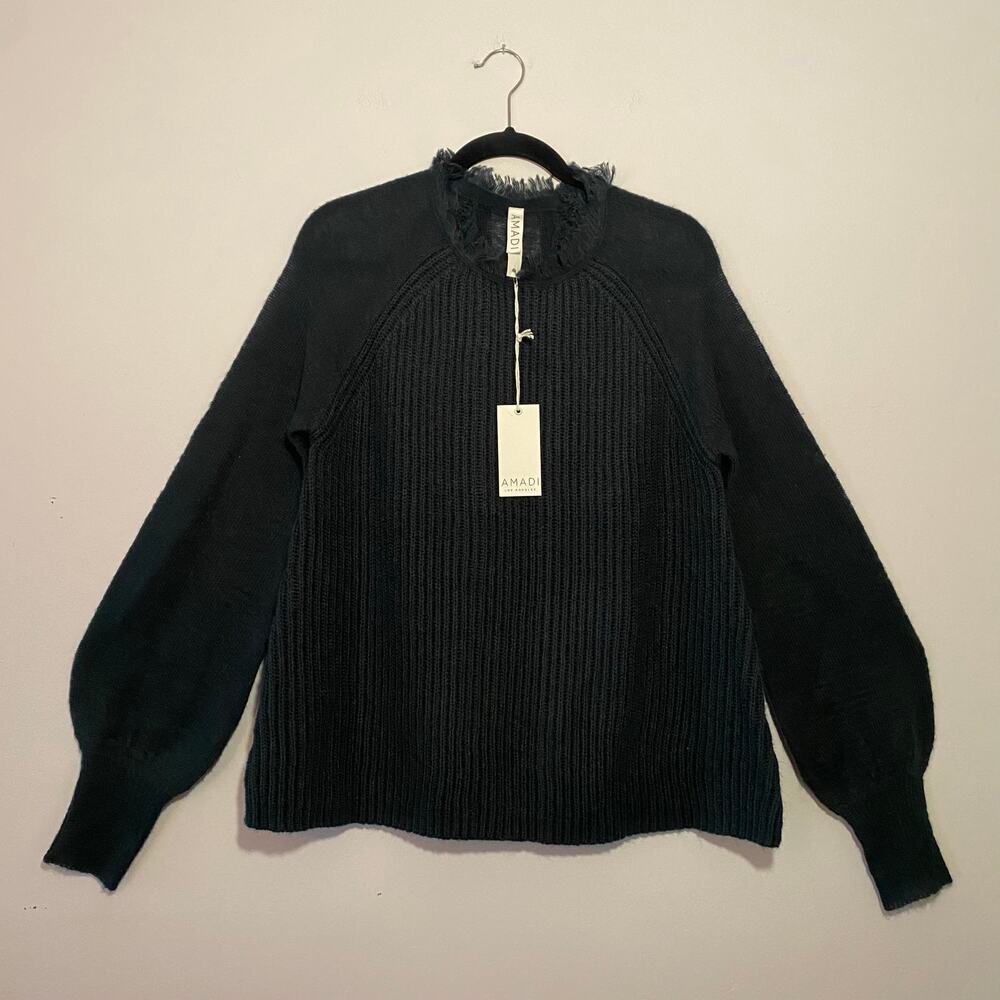 NWT Anthropologie Amadi Dark Green Mohair Wool Blend Sweater Women's size Medium